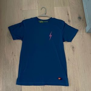 Aviator Nation T-Shirt Medium Navy with Pink Lightning Bolt